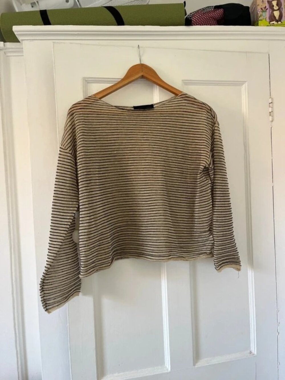 mesh boxy stripe top